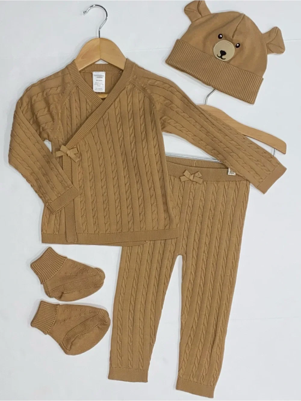 Homegrown by Gymboree Baby 4-Piece Tan Cable Knit Set 18-24 Months